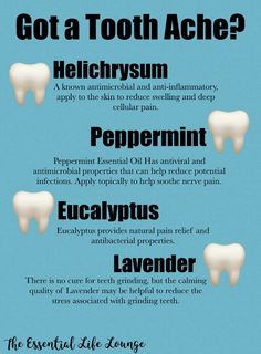 Find relief from tooth pain at home with essential oils. Not intended to cure or treat illness, but may help you find relief while you heal. For more great home remedies, visit http://bit.ly/TELLmeMORE Tooth Ache Relief Remedies, Home Remedy For Tooth Ache Pain, Oils For Tooth Ache, Wellness Lounge