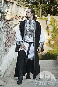 Eastern Europe Linen Overcoat Costume Medieval Surcoat, Medieval Ball, Ball Outfit, Medieval Garb, Medieval Clothes, Mens Overcoat, Medieval Wedding, Sleeveless Coat, Medieval Costume