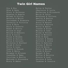 the twin girls names are shown in black and white