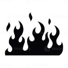 a black and white fire flame icon on a white background with clippings for text