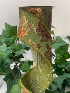 This moss green with gold foil maple leaves ribbon will add the perfect pop of color to any of your fall and Autumn designs.   Perfect for wreaths, centerpieces, swags and garlands, home décor or craft projects.  Ribbon is 2.5" wide X 10 yard length. Order ships in 1-5 business days.  Additional shipping fees may apply to orders shipping to Alaska, Hawaii or Puerto Rico.  Check out all of my other listings at: https://www.etsy.com/shop/TheFrontPorchByDeb Wreaths Crafts, Fall Ribbon, Fall Ribbons, Maple Leaves, Fall Design, Moss Green, Floral Designs, Maple Leaf, Gold Foil