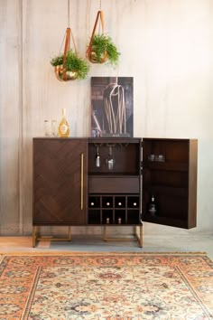 Wood 2-Door Cabinet | Dutchbone Class | dutchfurniture.com Wine Cabinet Design, Bar Design Home, Wooden Bar Cabinet, Bar Room Decor, Home Bar Cabinet, Game Room Bar, Contemporary Bar, Wooden Cabinet, Mini Bars