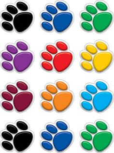 an image of different colored paw prints