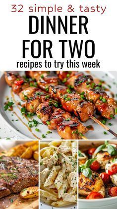 the cover of 52 simple and tasty dinner for two recipes to try this week