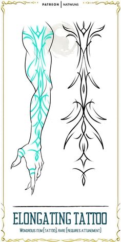 the front and back side of an ornate tattoo design, with blue ink on white paper