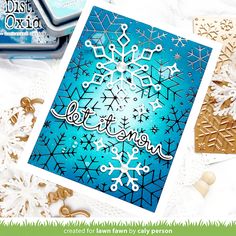 a snowflake card with the words let it snow on it