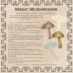 the magic mushrooms poster with instructions for how to use them