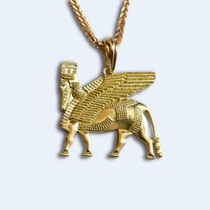 Lamassu pendant:   - Made of 18k solid gold - Dimention : 23mm x 24mm - Approximate weight without frame 5 grams - Approximate weight with frame 8 grams   *chain is NOT included* Tiger Gold Pendant, Jewelry Pendant, Gold Pendant, Pendant Jewelry, Pendant Necklaces, Unique Pieces, Solid Gold, 18k Gold, Jewelry Necklace Pendant