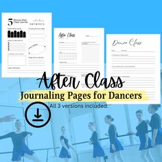 the four steps to an open class journal for dancers with text overlaying it