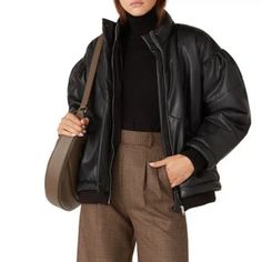 Oversized Jacket, Faux Leather, With Puff-Detailed Sleeves Geometric Panels Put A Cool And Edgy Spin On This Faux-Leather Puffer From Sea New York. Black Vegan Leather (66% Polyester, 34% Polyurethane). Jacket. Long Sleeves. Front Zipper Closure. Partially Lined. 26.5" From Shoulder To Hemline. Imported. Questions? Leave A Comment Below! Winter Faux Leather Puffer Outerwear, Edgy Leather Outerwear With Zipper Closure, Black Faux Leather Outerwear With Button Closure, Black Leather Outerwear With Zip Cuffs, Black Faux Leather Button-up Outerwear, Leather Puffer, Sea Ny, Sea New York, Black Vegan