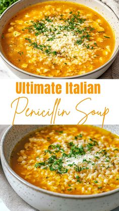 Soup Recipes: Ultimate Italian Penicillin Soup Penicillin Soup, Italian Penicillin, Easy Dinner Desserts, Brunch Salad, Brunch Appetizers, Soup Appetizers, Italian Soup, Feeling Under The Weather, Easy Soup