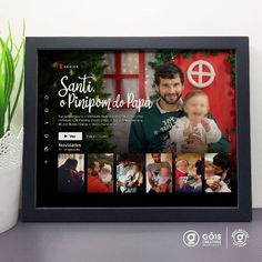 a black framed photo frame with photos on it