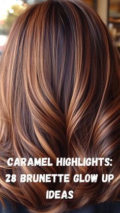 Caramel highlights are the perfect way to add warmth and dimension to brunette hair. These 28 ideas will inspire you to brighten up your look with subtle, golden tones or bold, rich streaks. Whether you prefer a soft, sun-kissed effect or a dramatic transformation, caramel highlights complement all hair types and skin tones, giving your brunette locks a glowing, multidimensional finish that’s both natural and stunning. Fall Caramel Hair Color, Fall Brunette Hair With Highlights, Ombre Hair Color Light To Dark, Medium Brown Hair With Blonde Highlights Summer Hairstyles, Carnal Hair Color, Blonde With Brown Highlights Caramel, Fall Hair Auburn Caramel Highlights, Fall Hair Color Highlights For Brunettes, Medium Brown Hair Copper Highlights