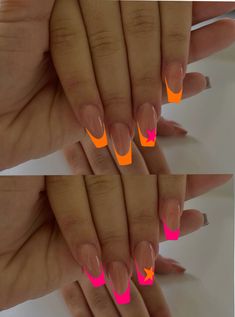 Miami Vice Nails, Bold Color Nails, Bold Summer Nails, Vacation Nails French Tips, Fluro Nails, Neon Vacation Nails, Nail Inspo Bright, Palm Springs Nails, Nail Ideas Bright Colors