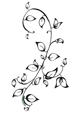 a black and white drawing of leaves on a branch