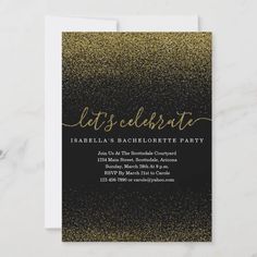 Gold Glitter Bachelorette Party Invitation