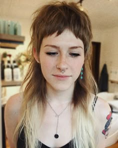 Madelyn Burns on Instagram: “Started with a shag, now we’re here ✨ @lavendvrr can pull off ANYTHING - styled with @lanzahaircare and @love_kevin_murphy #mullet…” Victorian Mullet, Shaggy Mullet With Bangs, Mullet Straight Hair Woman, Womens Mullet Hairstyles, Jellyfish Mullet, Mullet Shaved Sides, Mullet With Bangs, Mullet Shag, Mullet Long