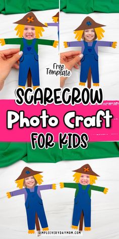 Adorable Scarecrow Photo Craft For Kids (Free Printable Template) Scare Crow Activities For Kids, Simple Scarecrow Craft, Kids Scarecrow Crafts, Toddler Scarecrow Craft, Scarecrow Kids Craft, Scarecrow Arts And Crafts, Scarecrow Toddler Craft, Scarecrow Preschool Crafts, Scarecrow Art Projects For Kids