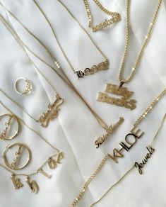 Names Necklace Gold, Necleses Necklaces Name, Cute Name Necklaces As Gift, Custom Name Gold Plated Pendant Jewelry, Gold-plated Name Necklace As Gift, Necklace Name Design, Bamboo Earrings, Gold Name Necklace, Dangle Necklaces