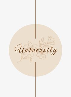 the logo for university with flowers and leaves in brown on a white background, surrounded by two lines