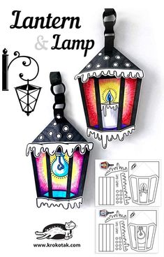 an image of lantern and lamp with instructions for making the paper lantern or lantern from scratchsticks