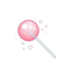 a pink lollipop with an emoticive look on it's face