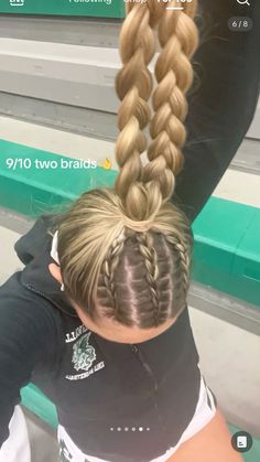 Cool Game Day Hairstyles, Cute Libero Hairstyles, Braid Hairstyles For Basketball, Cute Simple Everyday Hairstyles, Volleyball Hairstyles Medium Hair, Outfits With Bubble Braids, Fun Game Day Hairstyles, Cool French Braids, Meet Day Hairstyles Track