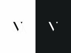 the letters v and v are black and white, with one smaller letter in the middle