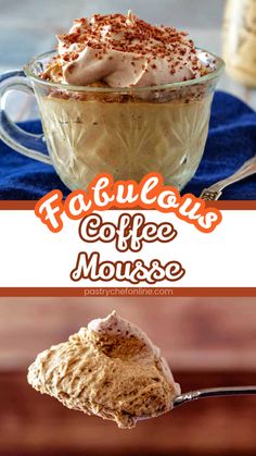 coffee mousse with whipped cream and cinnamon on top