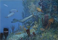 an underwater scene with fish and corals