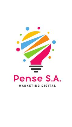 the logo for pense sa, a marketing digital company that uses colorful lines and dots to