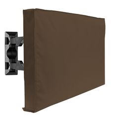 a brown cover on the side of a wall with two black lights attached to it