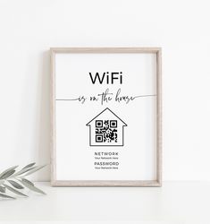 a black and white print with the words, wifi is on the living room