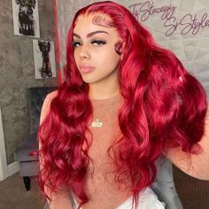 Queen Hair Inc Queenhairinc Red Lace Front Wig Human Hair Wig Straight Body Wave Deep Wave 13x4 Colored Wigs 180 Density Hair Color Red, Glamorous Hair, Red Wigs, Queen Hair, Colored Wigs, Lace Body, Body Wave Wig, Body Wave Hair, Lace Hair