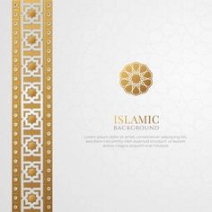 an elegant islamic background with gold and white ornaments on the edges, for use as a greeting card or brochure