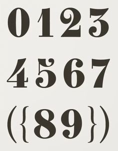 the numbers are black and white on a white background, which is also in different font styles