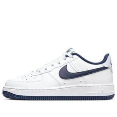 (GS) Nike Air Force 1 Low 'White Midnight Navy' FV5948-104 Nike Air Force 1 Blue And White, Navy Nike Shoes, Navy Blue Nike Shoes, Nike Shoes Blue, Hoodie Outfits, Nike Force 1, White Air Force 1, Navy Blue Shoes, Nike Air Jordan 1 Low