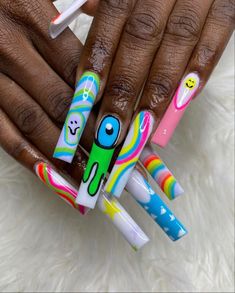 Funky Nail Designs, Aura Nails, Short Acrylic Nails Designs, Fire Nails, Funky Nails, Short Acrylic Nails