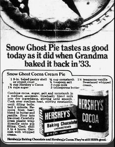 an advertisement for hershey's chocolate pie