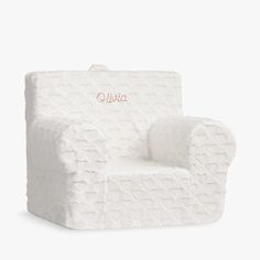 a white chair with the name julia on it