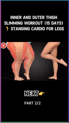 Transform your legs with this 15-day inner and outer thigh slimming workout! Incorporate these standing cardio exercises to tone and shape your thighs. Perfect for all fitness levels, this routine will help you achieve your leg goals in just two weeks. Say goodbye to stubborn thigh fat and hello to lean, sculpted legs! #ThighWorkout #LegDay #CardioExercises #FitnessGoals #SlimmingWorkout #ToneYourThighs #WorkoutRoutine #FitIn15Days #HealthyLiving #HomeWorkout #FitnessMotivation #CardioForLegs #T Slim Thigh And Hip Workout, Leg Workout At Home With Weights Thigh Exercises, Hip Slim Workout, Workouts To Slim Hips And Thighs, Slim Hips And Thighs Workout, Hip And Thigh Workout, Exercise For Hips And Thighs, Outer Thigh Exercises, Inner Thigh Fat Workout