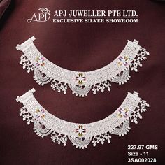 Stunning Silver Fancy Anklets! 🌸 Intricately designed to add charm to your every step, these anklets are the perfect blend of elegance and modern flair. Whether for daily wear or a special occasion, elevate your look with these trendy accessories.  📍 Visit our showroom today: https://maps.app.goo.gl/hJJ7VUpnDkDKrrTb8  #SilverFancyAnklets #CharmingElegance #FootJewelry #TrendyAccessories #BestPriceGuaranteed #apjjuweller #apjsingapore #silvergifts #womensaccessories #silveranklet Fancy Anklets, Silver Payal, New Gold Jewellery Designs, Gold Jewellry, Silver Anklets, Foot Jewelry, Silver Gifts