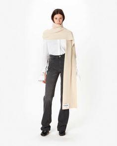 coperni knitted collar scarf beige front Knitted Turtleneck, Layering Jacket, Collar Scarf, Knitted Collar, Brown Oxfords, Smokey Topaz, Mohair Wool, Linen Skirt, Thom Browne