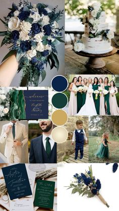 the wedding color scheme is blue and green