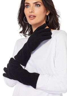 These plus size gloves are essential for cold weather. Wear them with  polyester fleece knit generously designed to provide enough room for your hands, giving you the ultimate comfort and style  machine wash for easy care imported    Plus size gloves - fleece golves, one size fits most   In Style Now! Fleece is everywhere this season! Stay warm and look stylish in our effortlessly chic gloves.   | Women's Fleece Gloves by Accessories For All in Black Plus Size Gloves, Hands Giving, Fall Outfits Inspiration, Fleece Gloves, Knit Machine, Occasion Dresses Wedding, Gloves Black, Weather Wear, Outfit Inspiration Fall