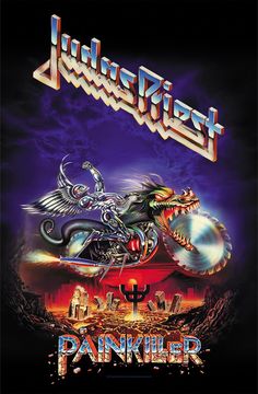 an advertisement for the band pankiller, featuring a dragon riding on a motorcycle