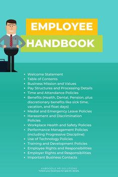 an employee's workbook with the words employee handbook