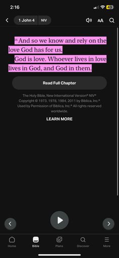 an iphone screen with the text'and so was know and rely on this love god has