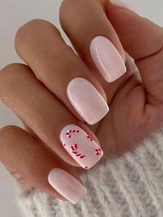 Nail Art Noel, Candy Cane Nails, Cute Christmas Nails, Christmas Gel Nails, Simple Gel Nails, Nail Candy