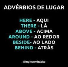 an advert with the words here there is la above acima around ao redor beside ao lado behind - atras